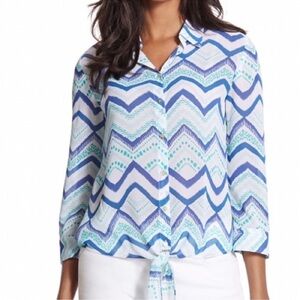 Chico’s Dallas Zigzag Button-Down Blouse‎ #570137920 Vanity Size 2/US Large